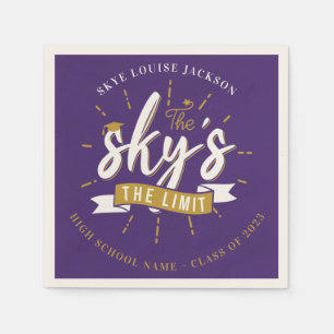 Serviette En Papier Graduation 2024 Purple Sky est la Limit Grad Party