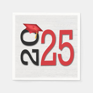 Serviette En Papier Graduation 2024 Rouge et noir sur bois