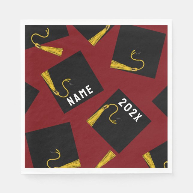 Serviette En Papier Graduation 2025 Maroon (Devant)