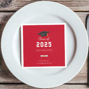 Serviette En Papier Graduation 2025 Red White Grad Livre personnalisé