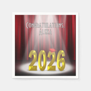 Serviette En Papier Graduation 2025 Rouge et or en vedette