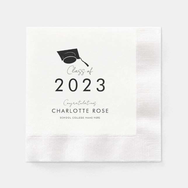 Serviette En Papier Graduation 2025 Script Graduate Name Party (Devant)