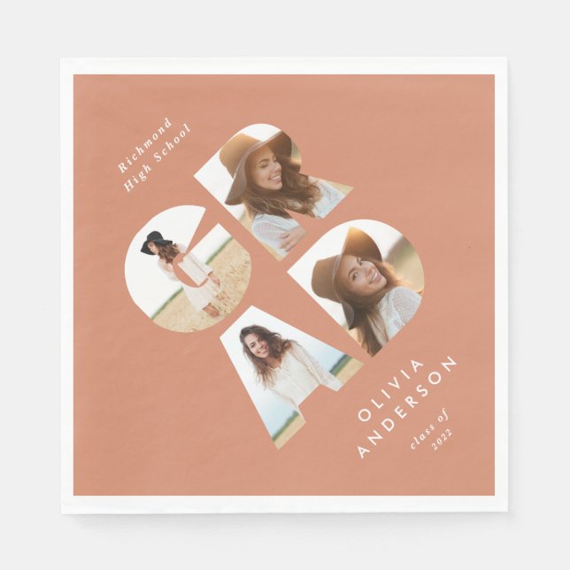 Serviette En Papier Graduation 4 photo moderne pêche personnalisée (Devant)