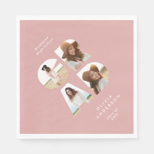 Serviette En Papier Graduation 4 photo moderne personnalisé rose girly