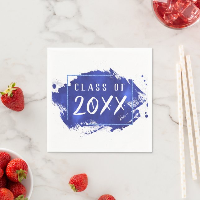 Serviette En Papier Graduation bleue | Paint Splatter Brushstroke Part (En situation)
