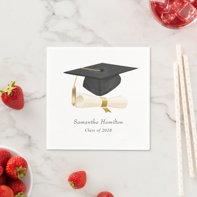 Serviette En Papier Graduation Cap Diploma Personalized Party  (En situation)