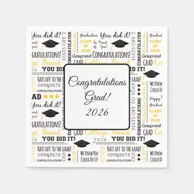 Serviette En Papier Graduation Cap Napkins (Devant)