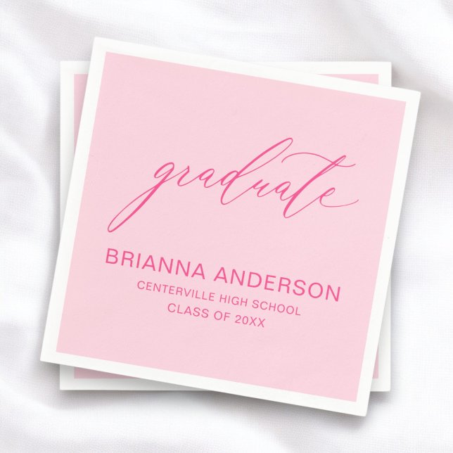 Serviette En Papier Graduation de script Hot Pink (Créateur téléchargé)