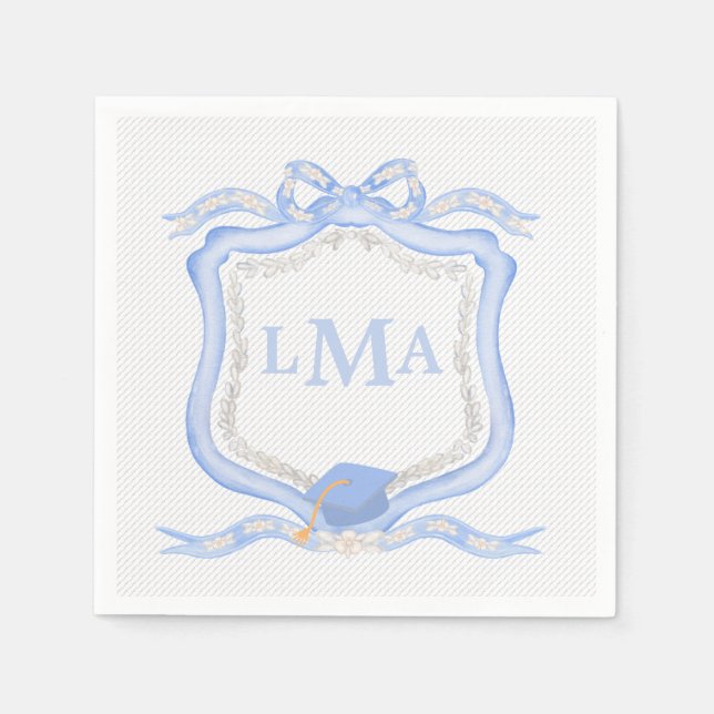 Serviette En Papier Graduation du monogramme de Preppy Wedgewood (Devant)