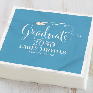 Serviette En Papier Graduation Élégant Script minimaliste Moderne Turq