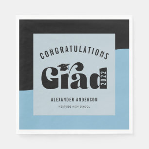 Serviette En Papier Graduation en bleu clair et noir