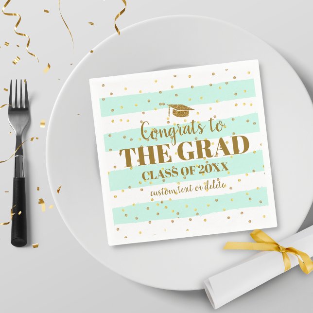 Serviette En Papier Graduation Fêtes Grad Gold Parties scintillant Str (Créateur téléchargé)