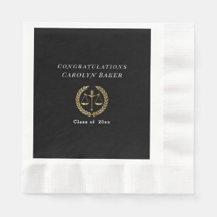 Serviette En Papier Graduation Gold Scales of Justice Laurel Wreath
