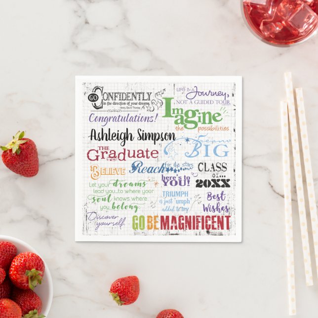 Serviette En Papier Graduation Inspirational Word Art Personnalisé (En situation)