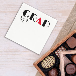Serviette En Papier Graduation minimaliste noir blanc rouge