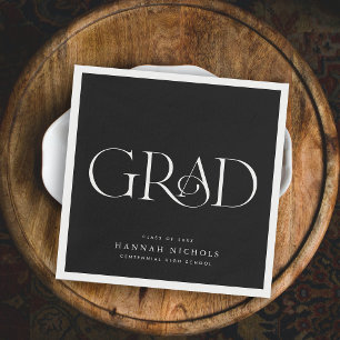 Serviette En Papier Graduation Moderne Élégant Type Noir