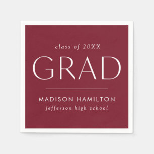 Serviette En Papier Graduation moderne en rouge cerise