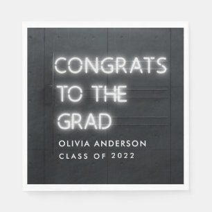 Serviette En Papier Graduation néon blanche typographie moderne congra