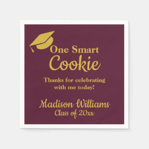 Serviette En Papier Graduation One Smart Cookie Party Maroon Gold Grad