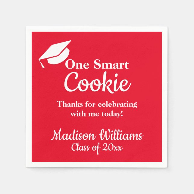Serviette En Papier Graduation One Smart Cookie Party Red Grad Paper (Devant)