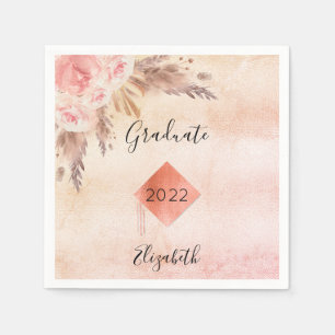 Serviette En Papier Graduation pampas herbe rose or blush floral