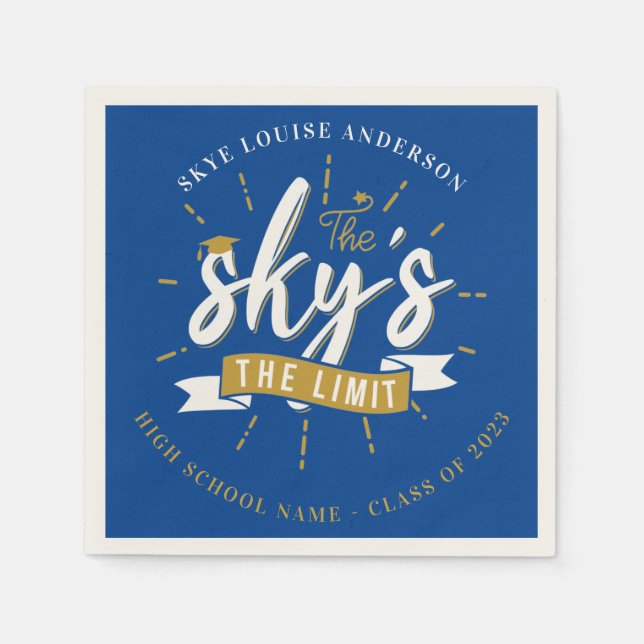 Serviette En Papier Graduation Party Blue Sky's the Limit 2025 Paper (Devant)