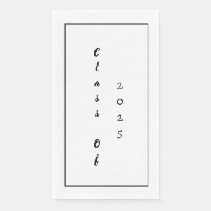 Serviette En Papier Graduation Party Classe De 2025 Noir Blanc Simple