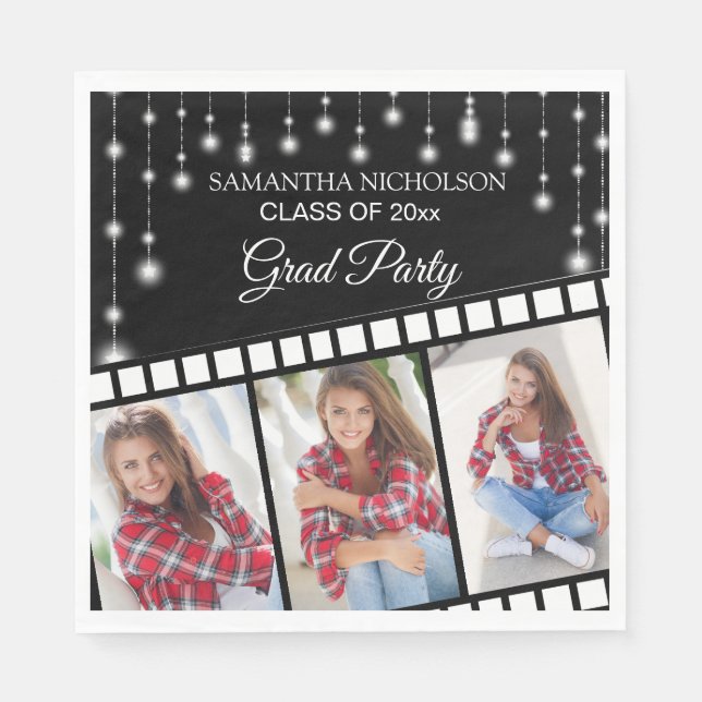 Serviette En Papier Graduation Party Photo Film Reel Hollywood Star (Devant)