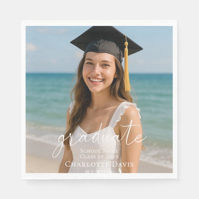 Serviette En Papier Graduation party photo script luncheon (Devant)