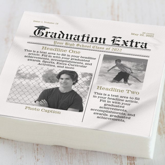 Serviette En Papier Graduation Photo Moderne Cool Fun Facts Journal (Créateur téléchargé)