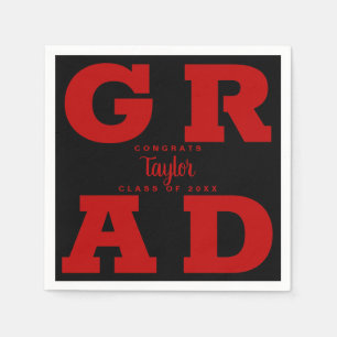 Serviette En Papier Graduation rouge et noir écarlate