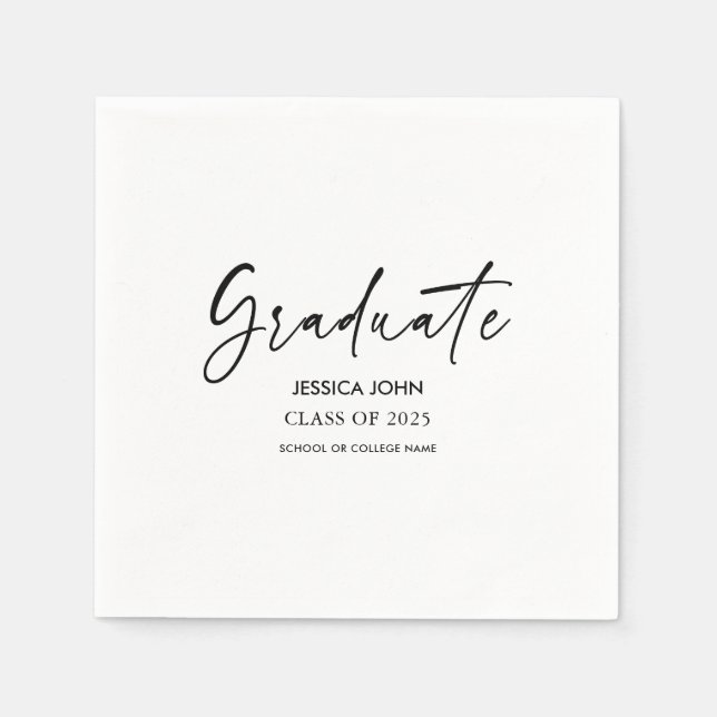 Serviette En Papier Graduation Simple Classique White Graduate Party (Devant)