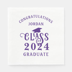Serviette En Papier Graduation Stylish Purple Classe de l'année Félica