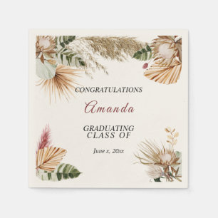 Serviette En Papier Graduation Tropical Pompas Grass Banana Feuilles