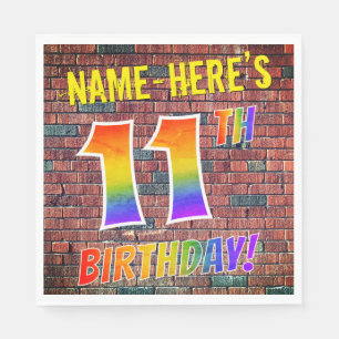 Serviette En Papier Graffiti arc-en-ciel Look 11E ANNIVERSAIRE! + Nom