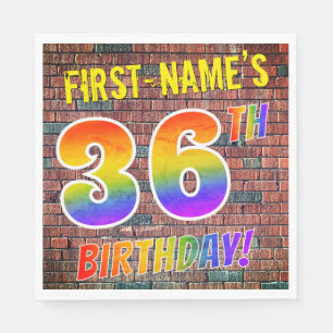 Serviette En Papier Graffiti arc-en-ciel Look 36E ANNIVERSAIRE! + Nom 