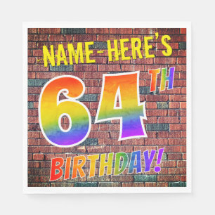 Serviette En Papier Graffiti arc-en-ciel Look 64E ANNIVERSAIRE! + Nom