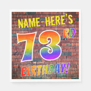 Serviette En Papier Graffiti arc-en-ciel Look 73E ANNIVERSAIRE! + Nom 