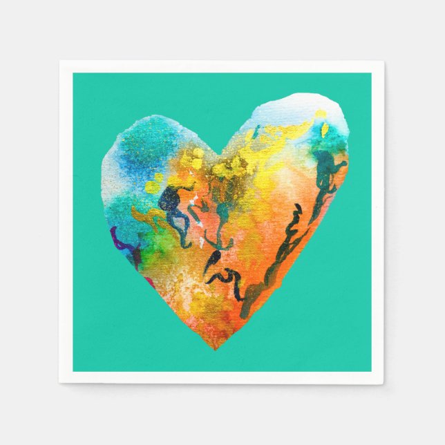 Serviette En Papier Graffiti coeur aquarelle art (Devant)