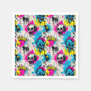 Serviette En Papier Graffiti Motif avec des couleurs néon et un terrai