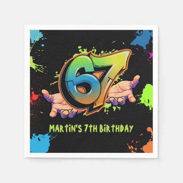 Serviette En Papier Graffiti Six Seven Kids Birthday Napkins (Devant)