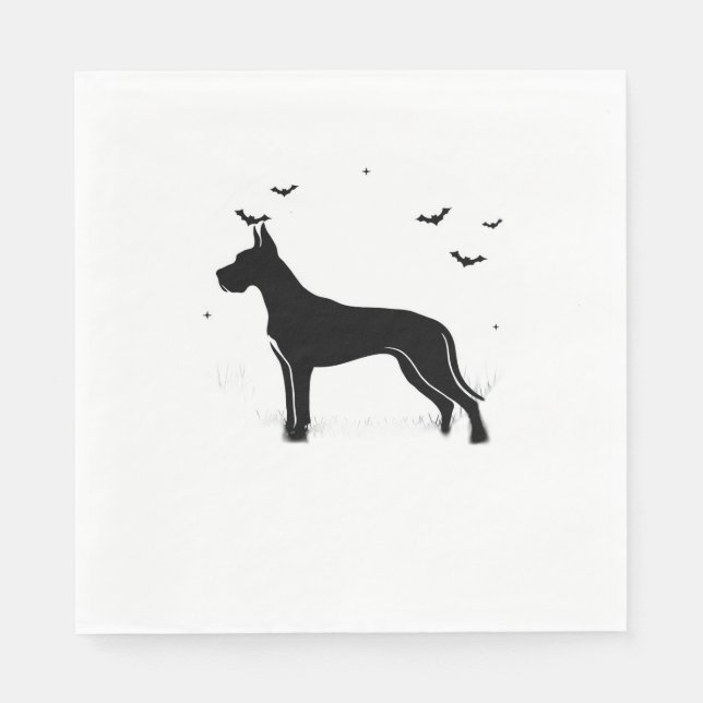 Serviette En Papier Grand Chien Danois - Halloween Lune Silhouette Cla (Devant)