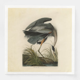 Serviette En Papier Grand Héron bleu d'Audubon Marais Oiseau