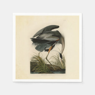 Serviette En Papier Grand Héron bleu d'Audubon Marais Oiseau