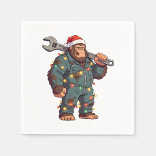 Serviette En Papier Grand Mécanicien Bigfoot Sasquatch Noël Col Bleu