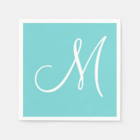 Grand monogramme blanc élégant | Pastel Turquoise
