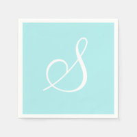 Grand monogramme blanc élégant | Pastel Turquoise