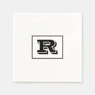 Serviette En Papier Grand Monogramme noir en gras, blanc