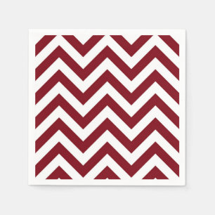 Serviette En Papier Grand Motif Chevron ZigZag de Bourgogne et blanc