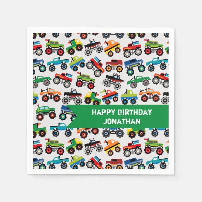 Serviette En Papier Grand Motif de camion (Devant)